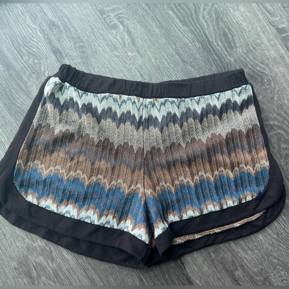 Karina Grimaldi Blue  & Brown Zigzag Shorts (Missoni Inspired)